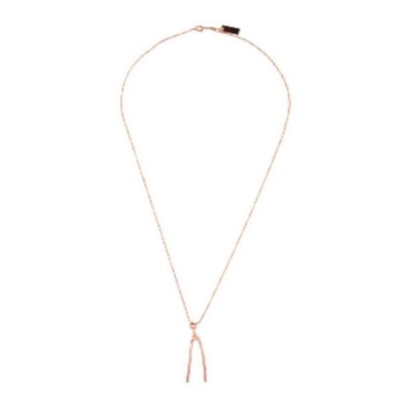 MARC JACOBS - NWOT - Rose-Gold-Plated Wishbone Fashion Necklace. Good Luck Charm - Picture 3 of 16